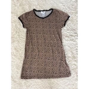 INTECCO Intimates Leopard Print Short Sleeve Nightgown Sleep Dress - M